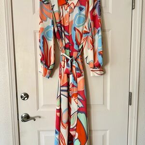 Maxi Dress Alexis Mod Colorful with Pockets Fabric Buttons Retro